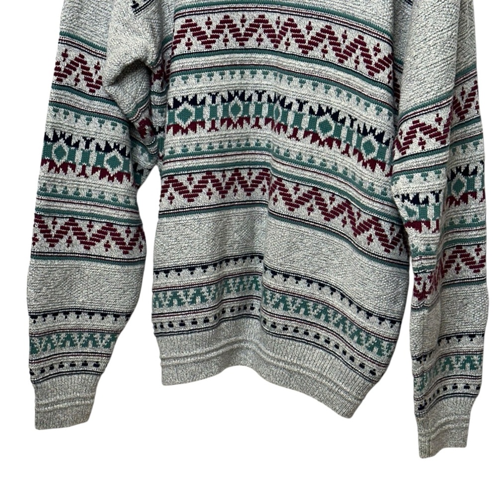 Vintage 90s Jantzen Textured Gray & Teal Crew Neck Sweater Unisex Size XL Tall - Picture 5 of 11